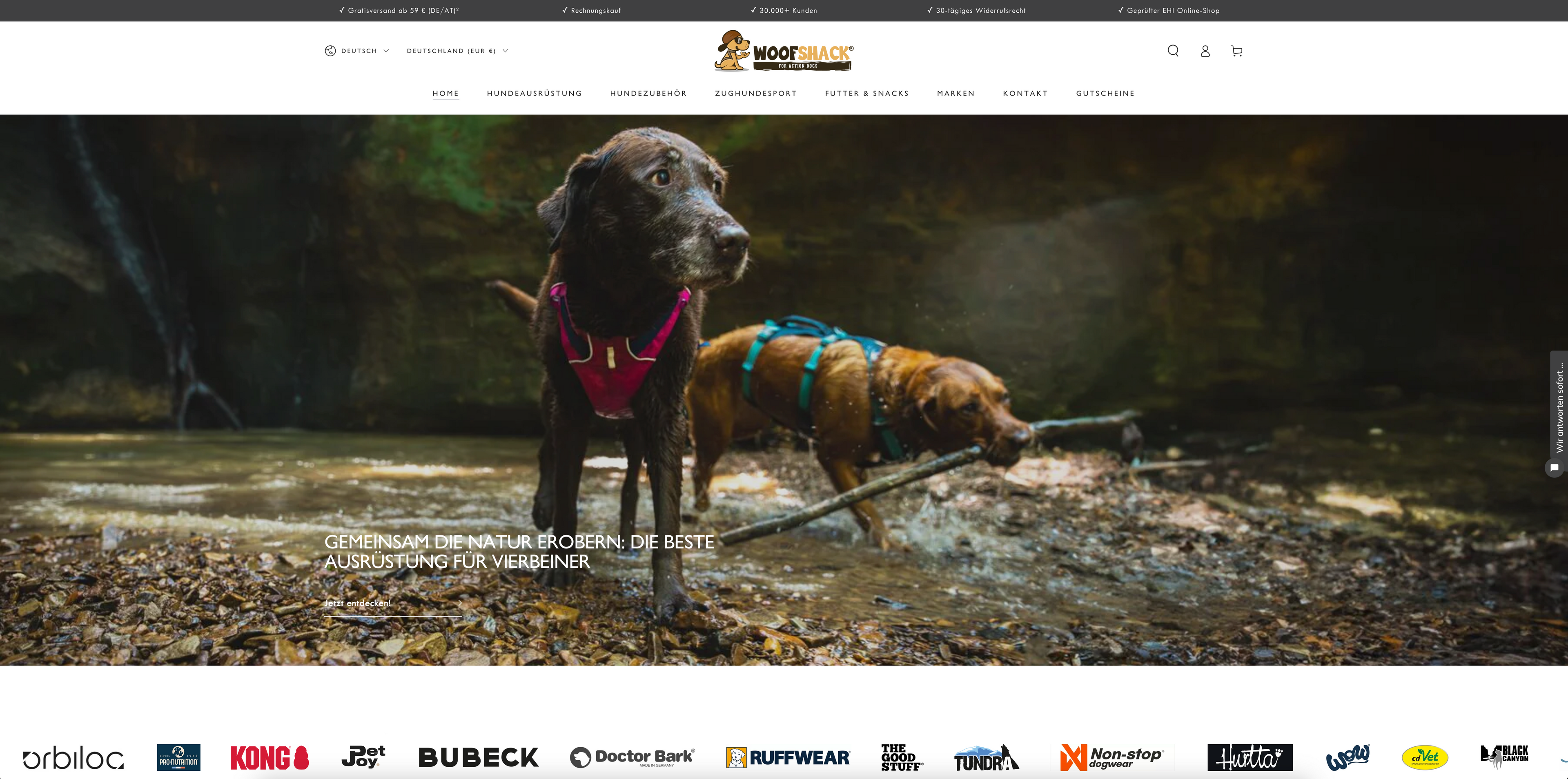 Referenz Woofshack Startseite